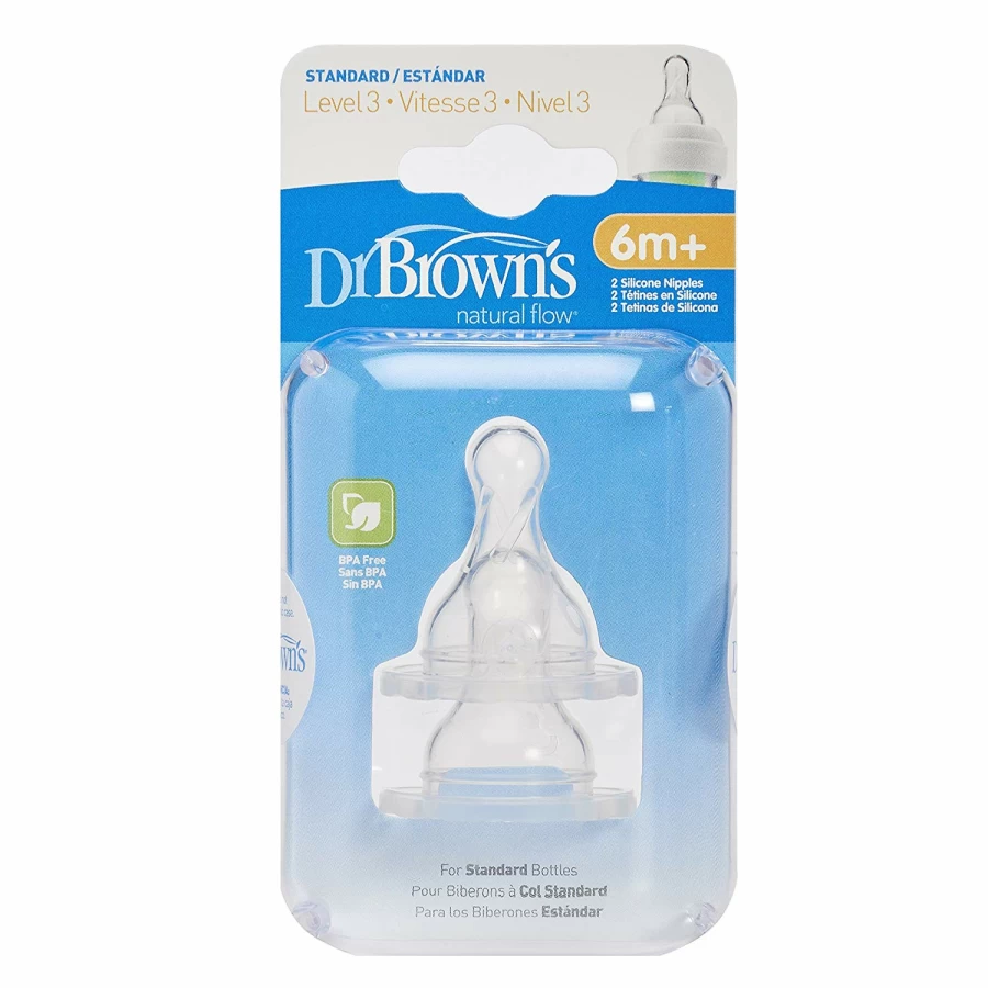 Clearance Dr Browns Narrow Neck Level 3 Teats 2Pk (6Mths+)
