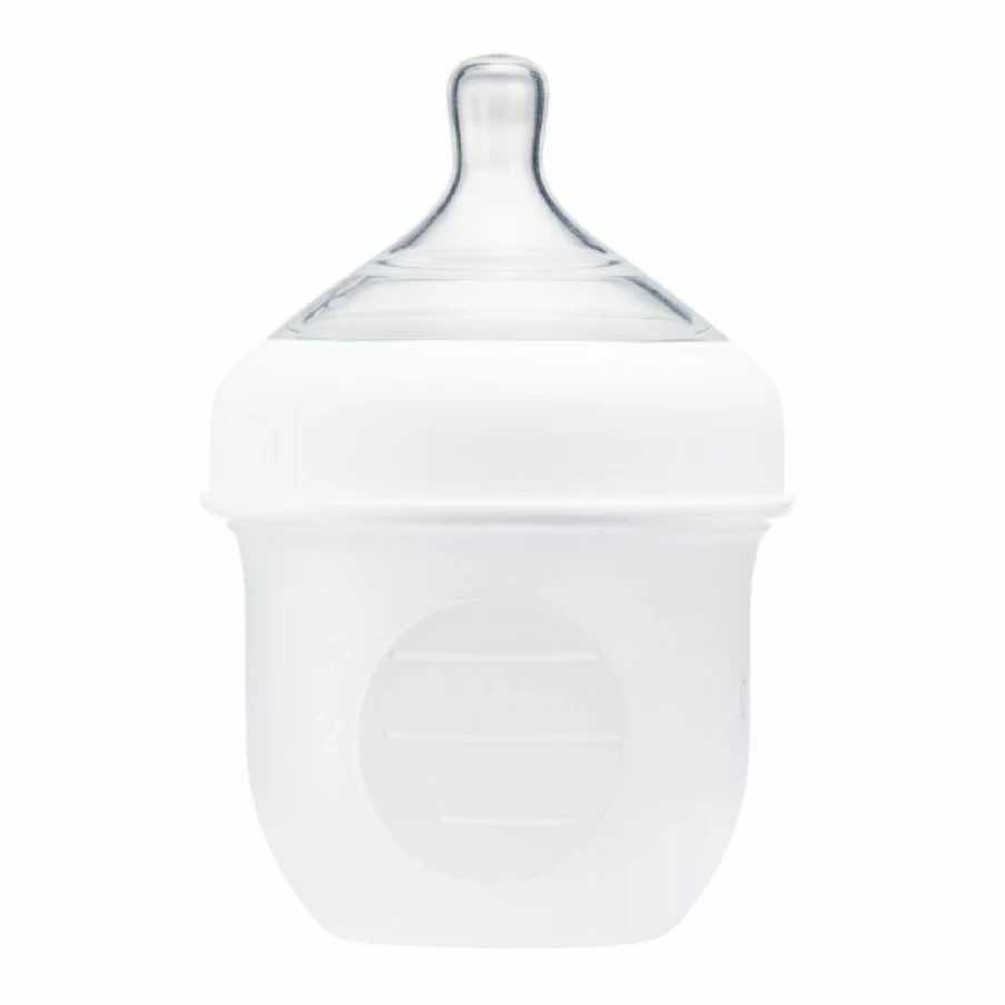 Hot Boon Nursh Silicone Baby Bottle 4Oz White