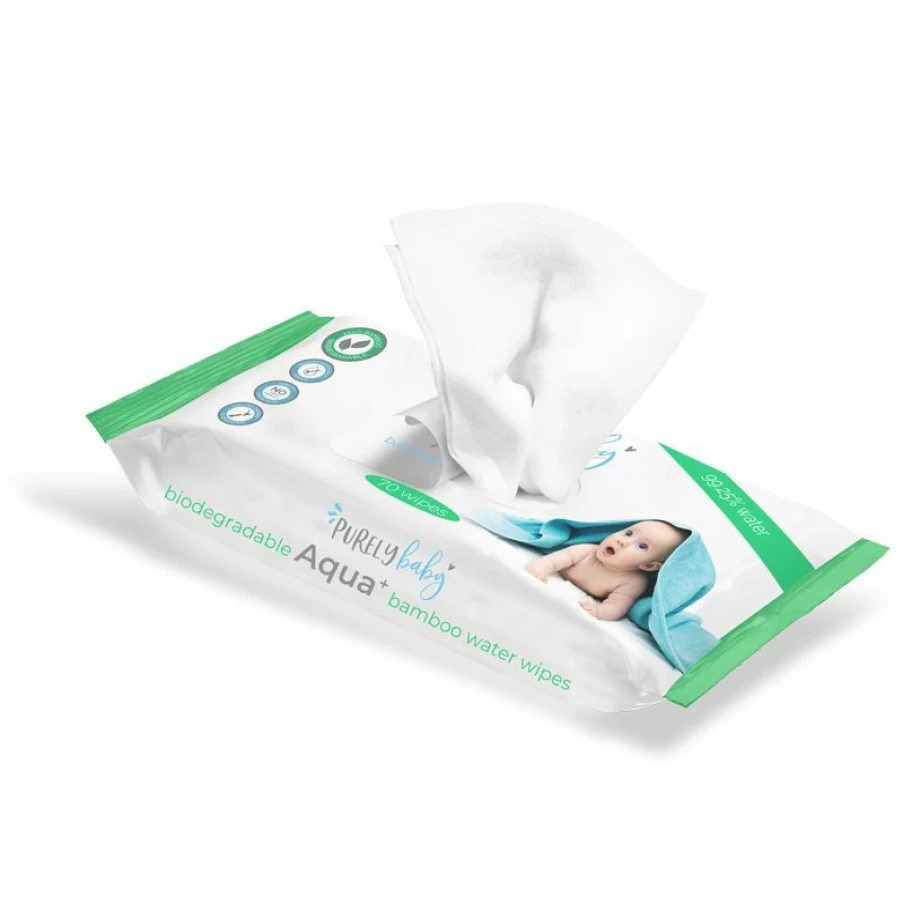New Purely Baby Aqua+ Biodegradable Bamboo Water Baby Wipes