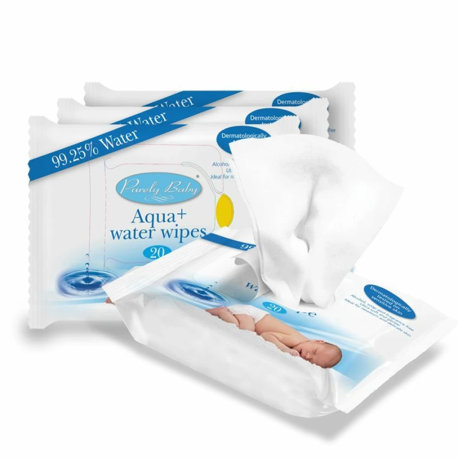New Purely Baby Aqua+ Water Baby Wipes 20Pk