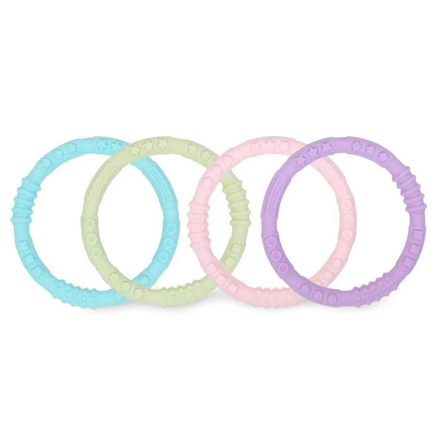 Hot Bumkins Silicone Teething Rings 4Pk