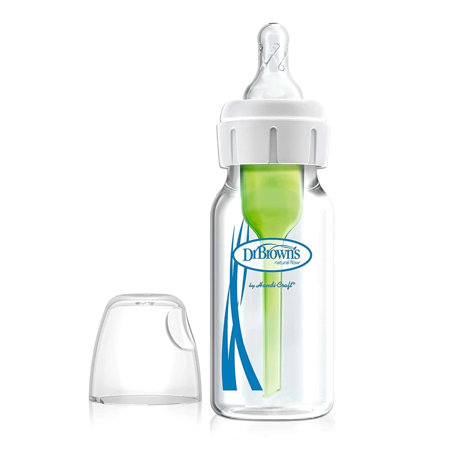 New Dr Browns 120Ml Glass Narrow Neck Feeding Bottle With Level 1 Teat
