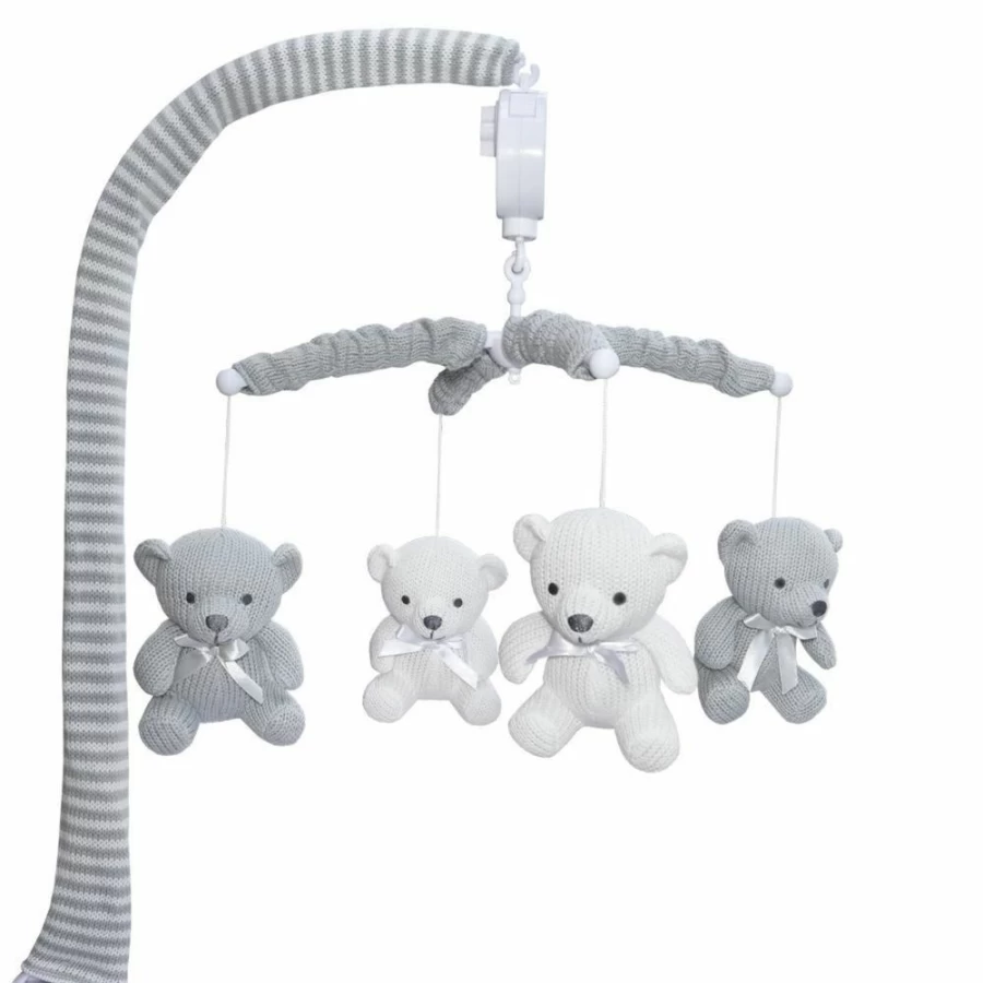 Clearance Living Textiles Grey Bear Cot Musical Mobile
