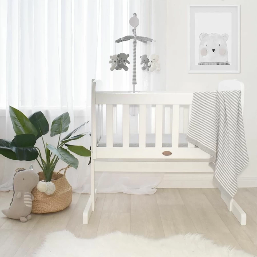 Clearance Living Textiles Grey Bear Cot Musical Mobile