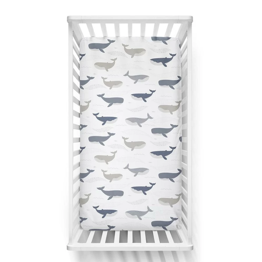New Lolli Living Cot Fitted Sheet Oceania Whales