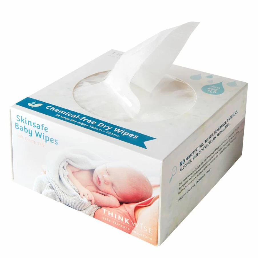 New Thinkwise Skinsafe Dry Baby Wipes 50Pk