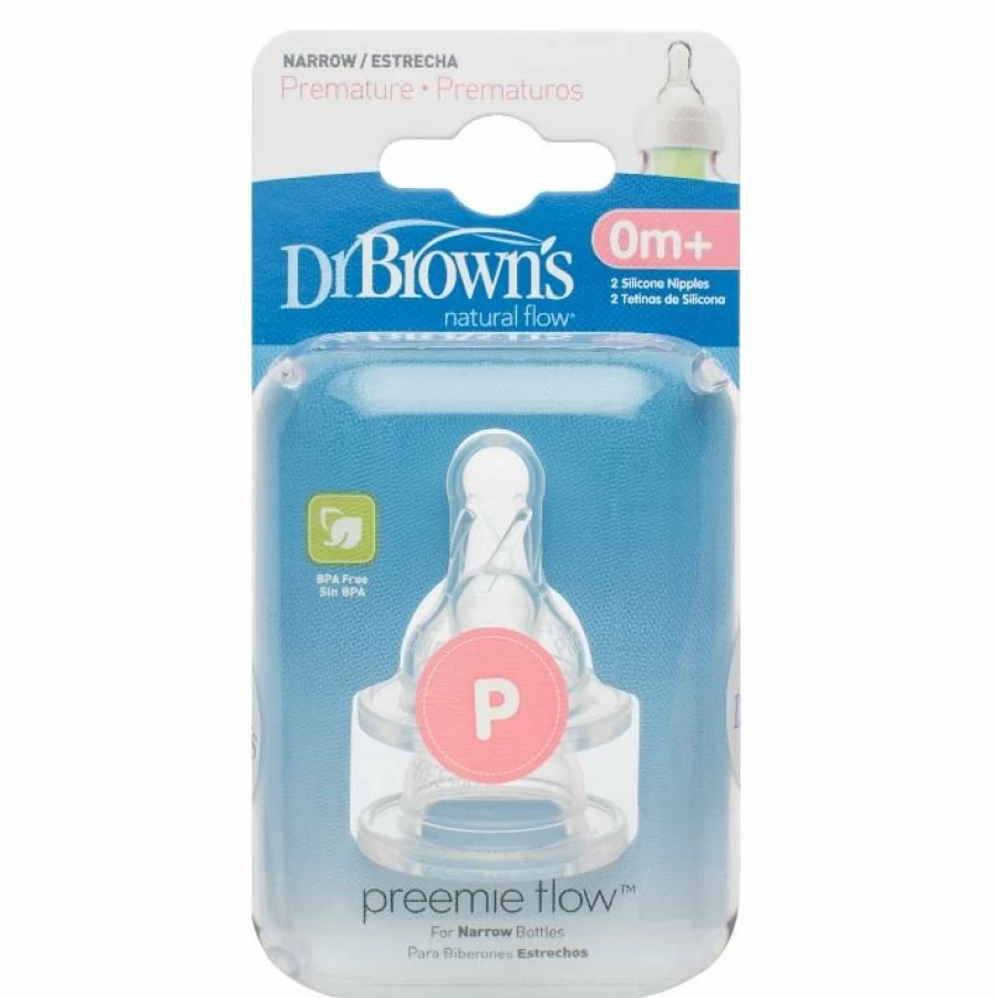 Clearance Dr Browns Narrow Neck Preemie Teats 2Pk