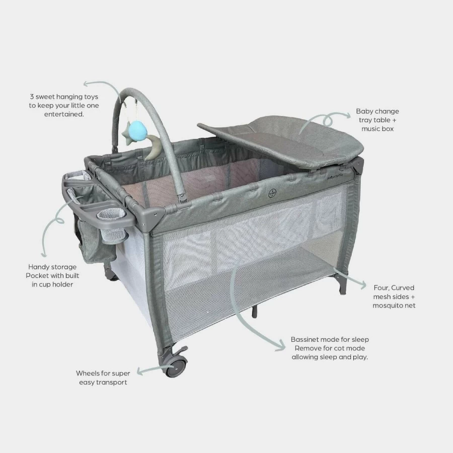 Wholesale Babystudio 8 In 1 Portacot Grey