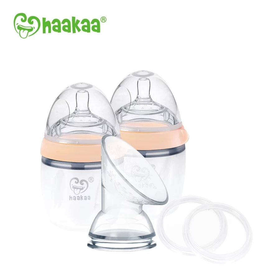 New Haakaa Generation 3 Silicone Breast Pump And Baby Bottle Pack