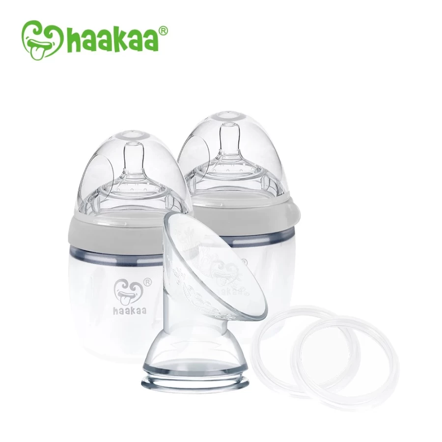 New Haakaa Generation 3 Silicone Breast Pump And Baby Bottle Pack