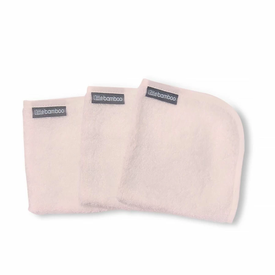 Clearance Little Bamboo Towelling Washers 3Pk Dusty Pink