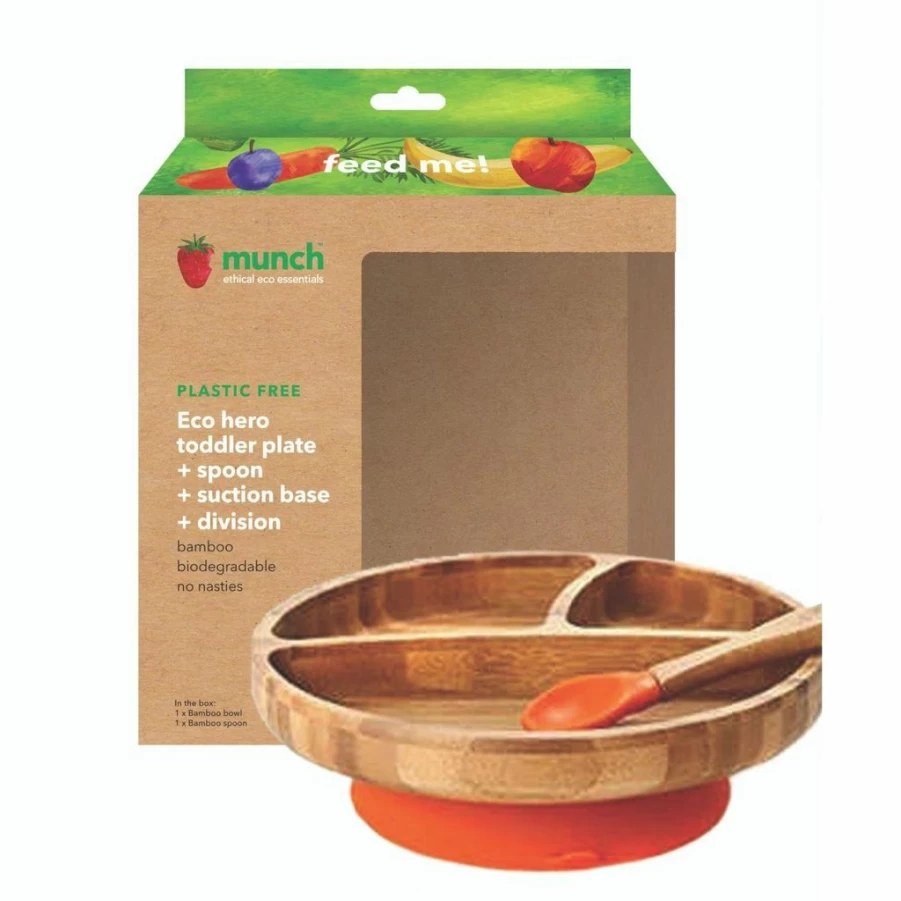 New Munch Eco Hero Bamboo Baby Plate