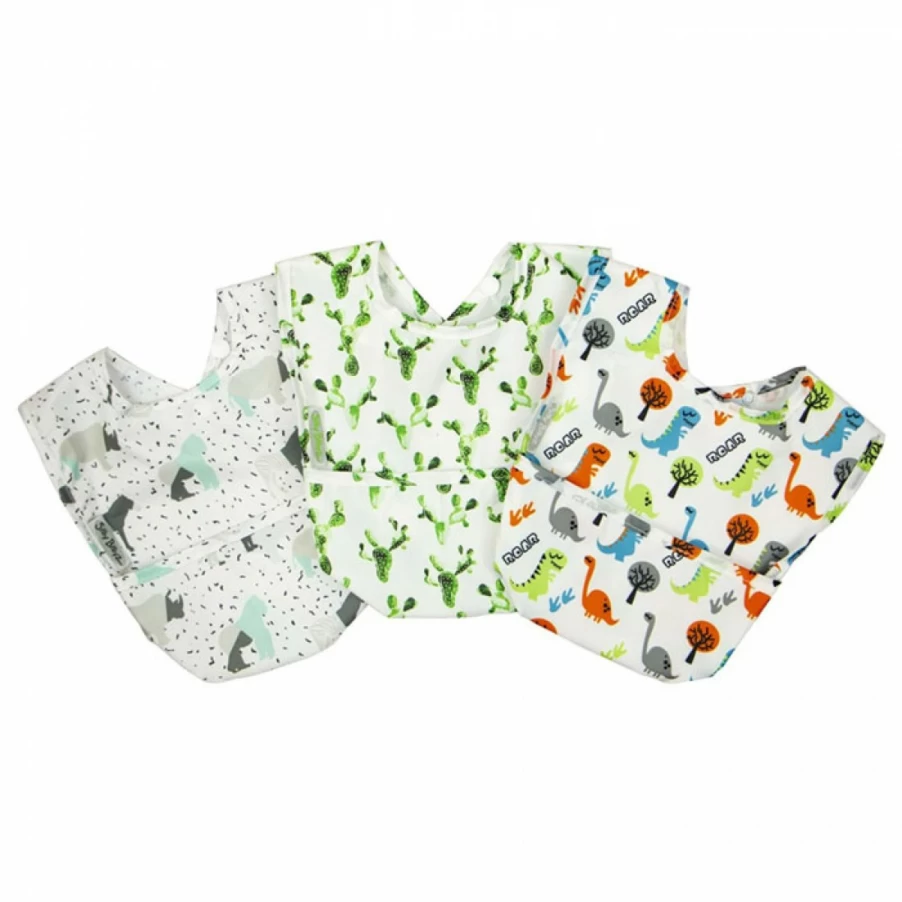 New Silly Billyz Wipe Clean Nylon Bibs 3Pk