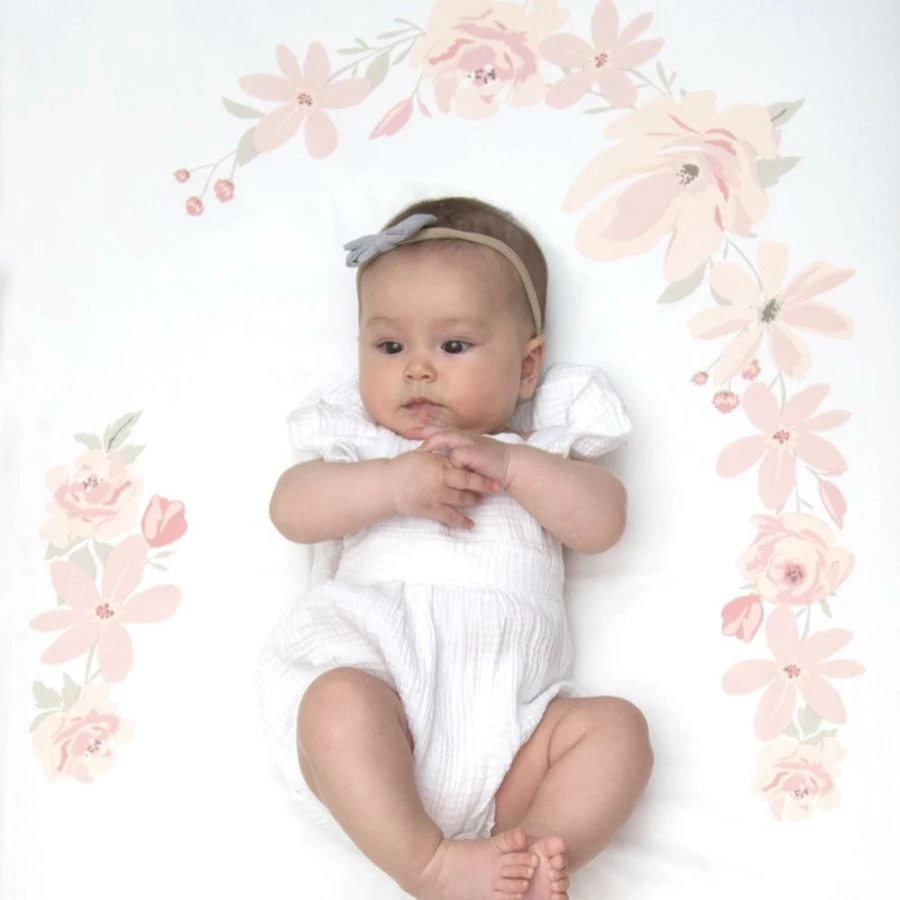 Hot Lolli Living Cot Fitted Sheet Meadow Floral Bouquet