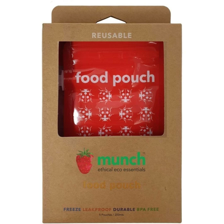 New Munch Reusable Food Pouch 5Pk