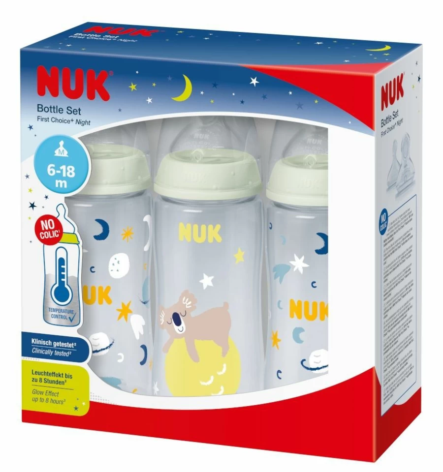 Best Nuk Fc+ Night Bottle Set With Glow-In-The-Dark & Temp Control 3Pk