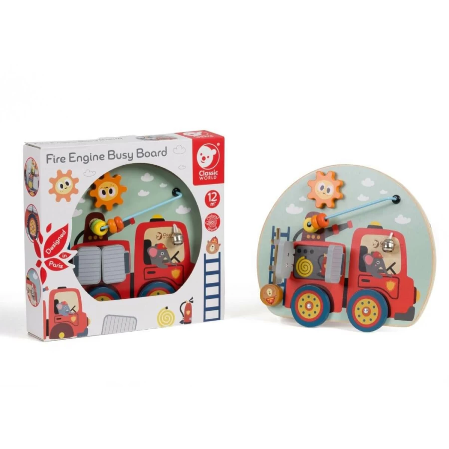 Clearance Classic World Kids Wooden Firetruck Activity Board