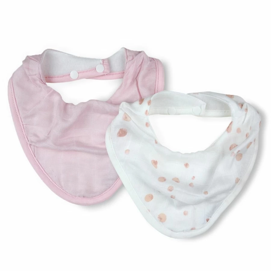Hot Little Bamboo Muslin Bib 2Pk Dusty Pink