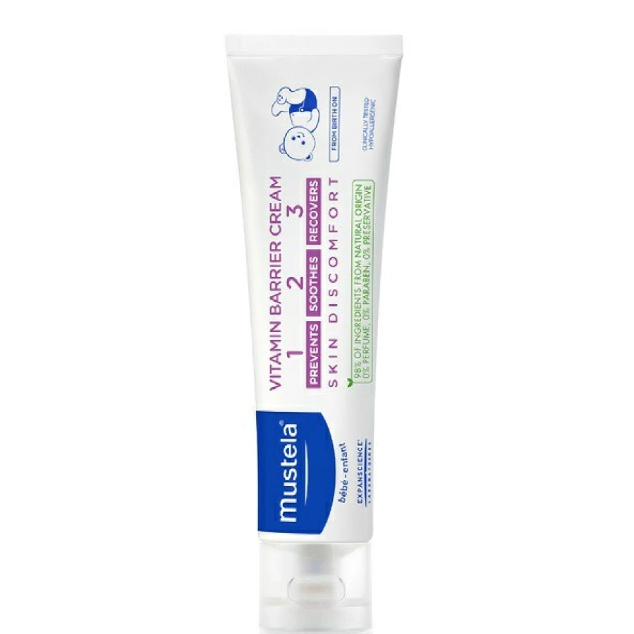 Clearance Mustela Vitamin Barrier Cream Fragrance Free 100Ml