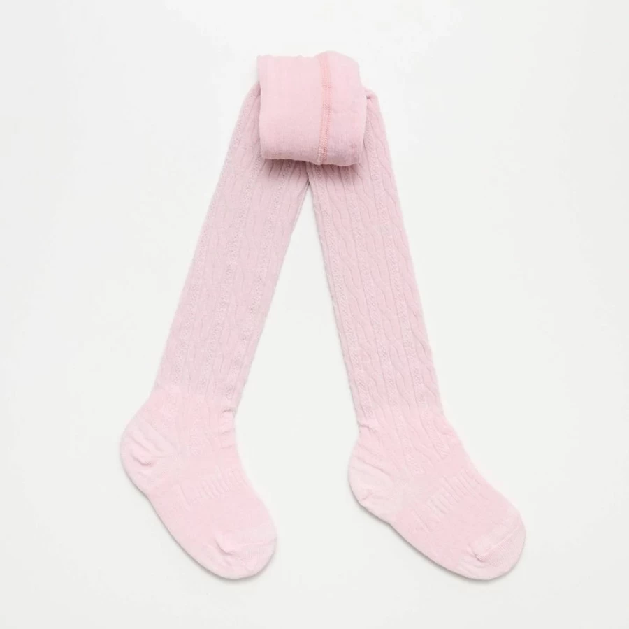 New Lamington Baby Merino Wool Cable Tights Cherry Blossom