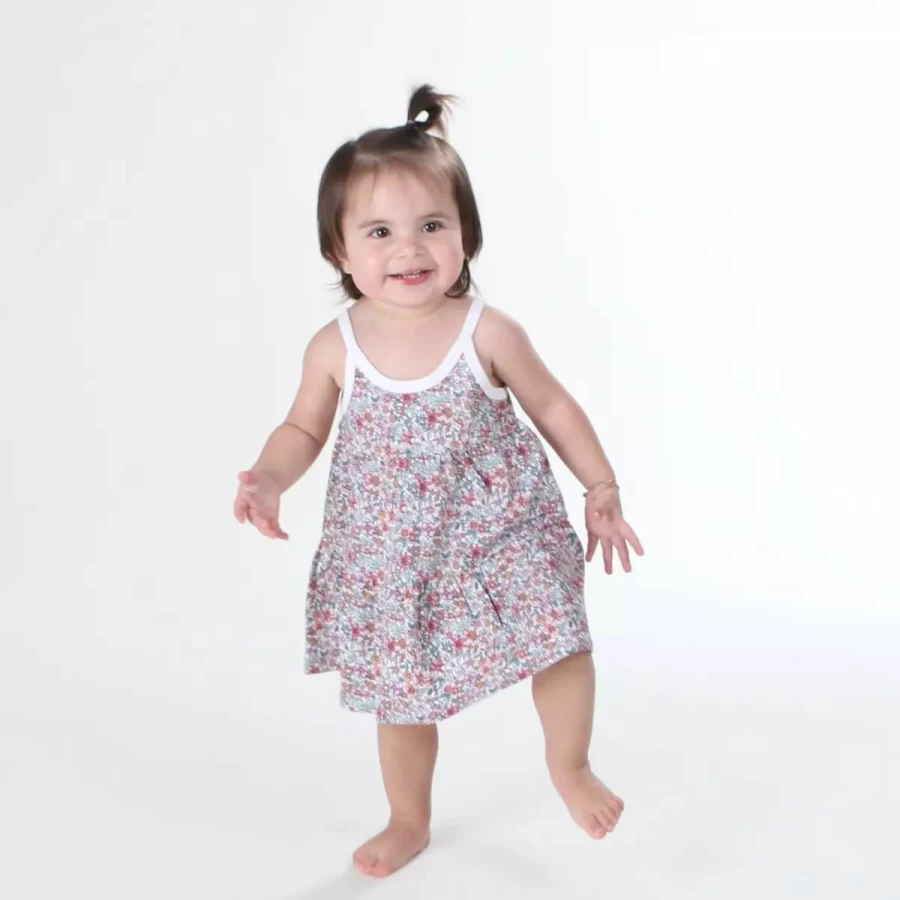 Hot Little Bee Cotton Tiered Dress Wild Flowers