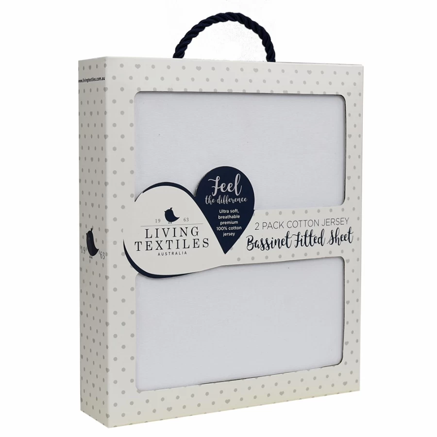 Hot Living Textiles Jersey Bassinet Fitted Sheet 2Pk White