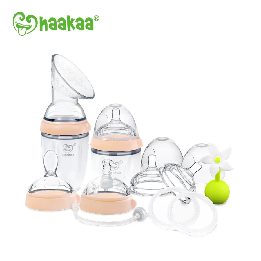 New Haakaa Generation 3 Premium Silicone Breast Pump And Baby Bottle Pack