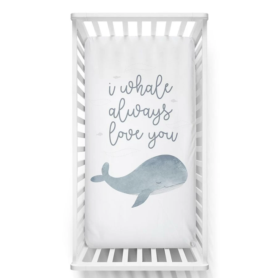 New Lolli Living Cot Fitted Sheet Oceania Whale Love