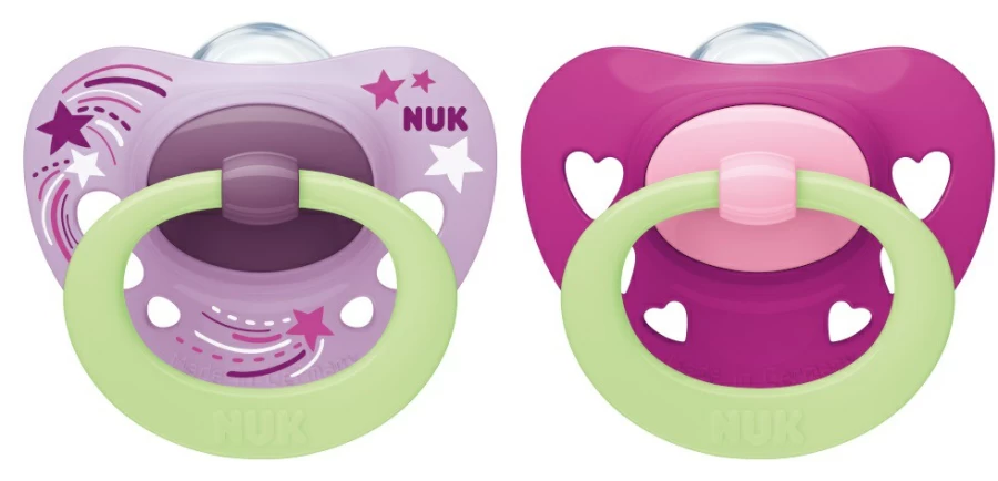 Clearance Nuk Signature Night Soothers 2Pk 0-6Months