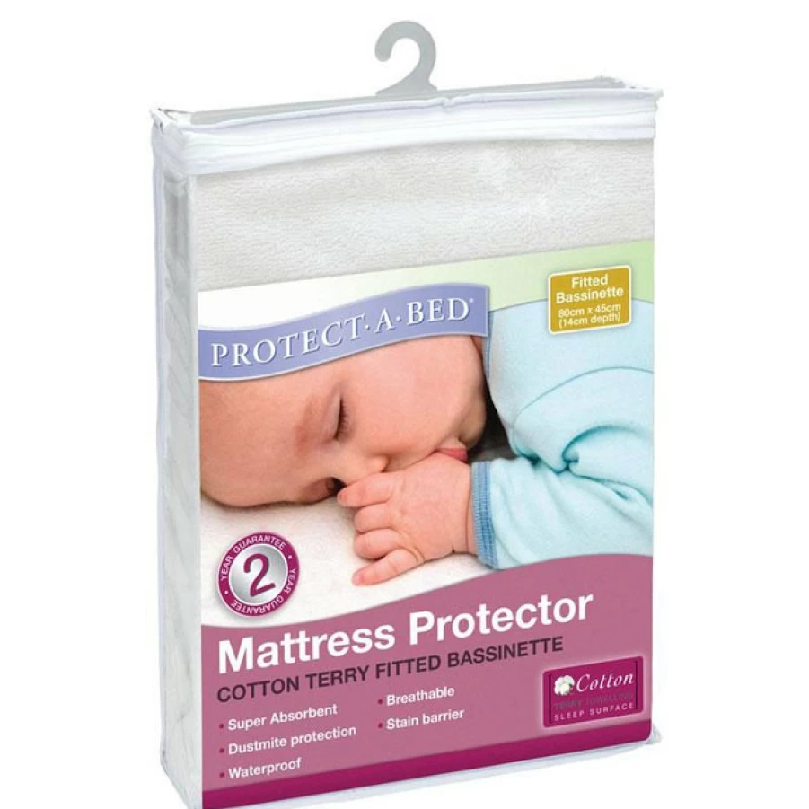 Wholesale Protect-A-Bed Cotton Terry Fitted Bassinet 45 X 80Cm, White