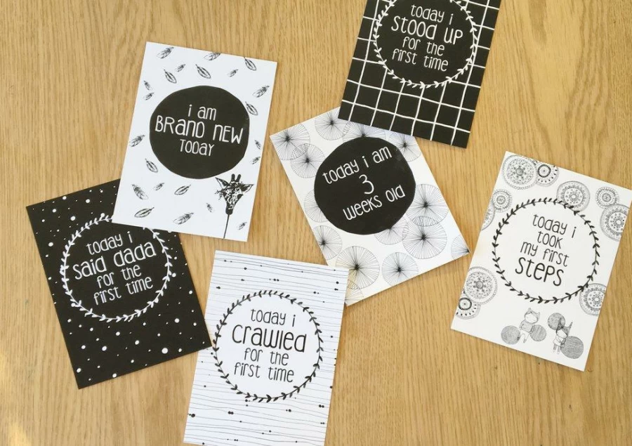 Online Marlee + Jo Monochrome Collection Milestone Cards