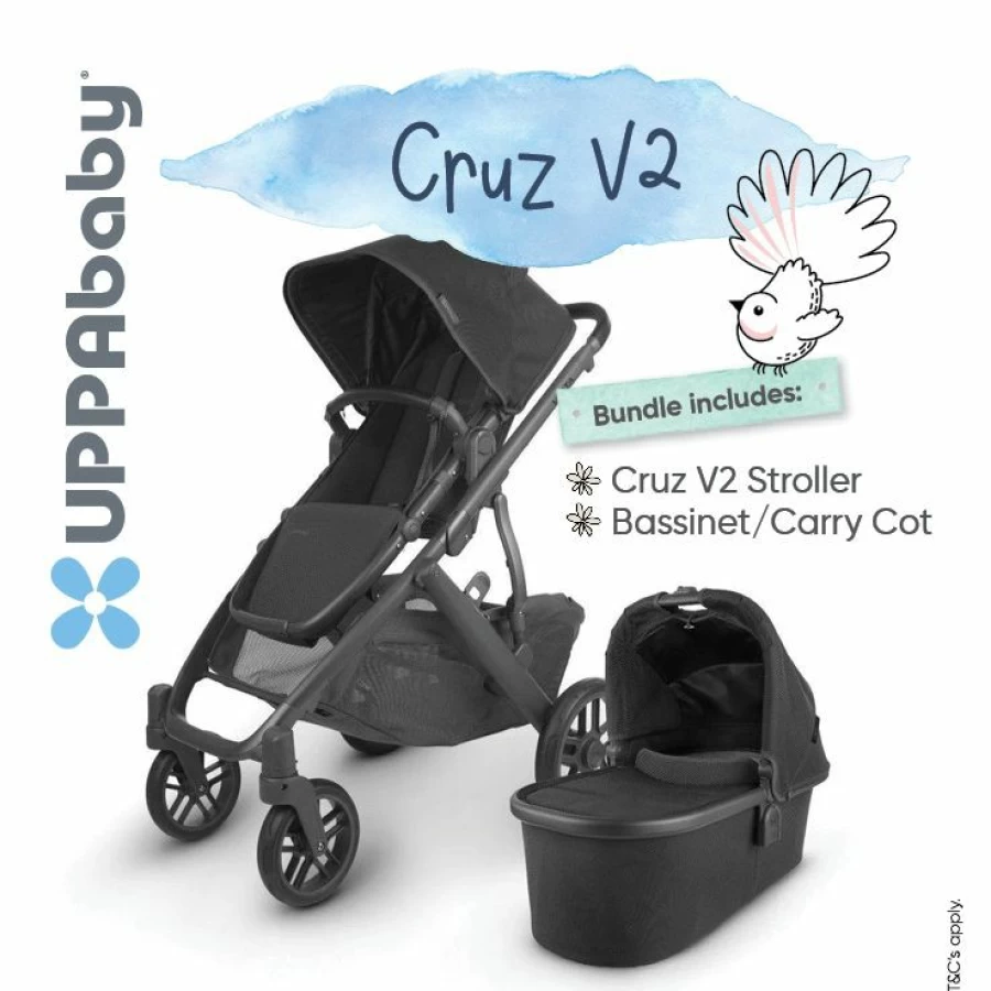 Clearance Uppababy Cruz V2 Stroller + Bassinet Bundle