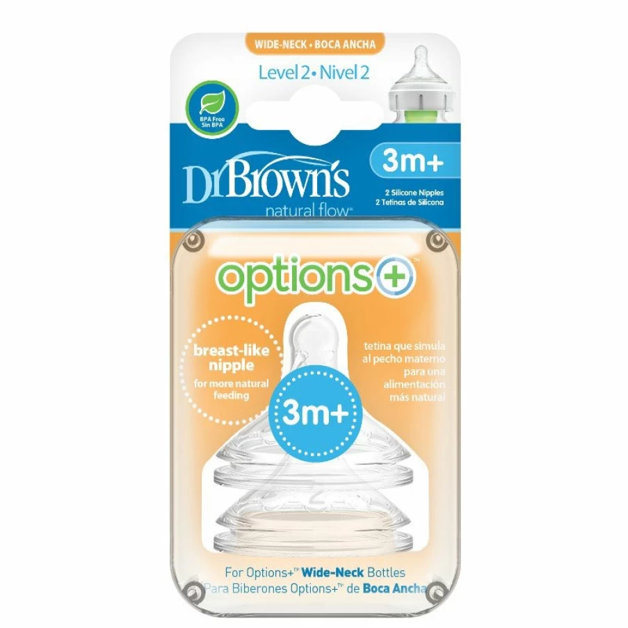 Best Dr Browns Wide Neck Level 2 Silicone Teat 2Pk (3Mths+)