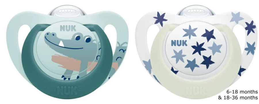 Best Nuk Star Day & Night Silicone Soothers 18-36Mths 2Pk
