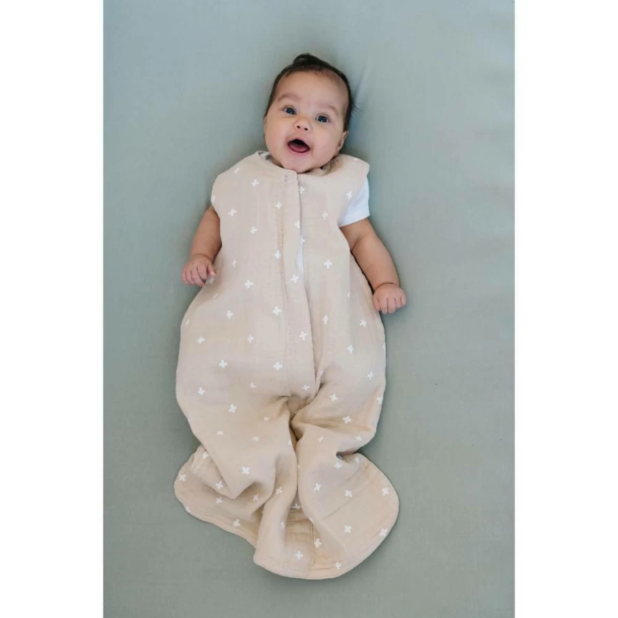 Wholesale Little Unicorn Cotton Muslin Sleeping Bag Taupe Cross