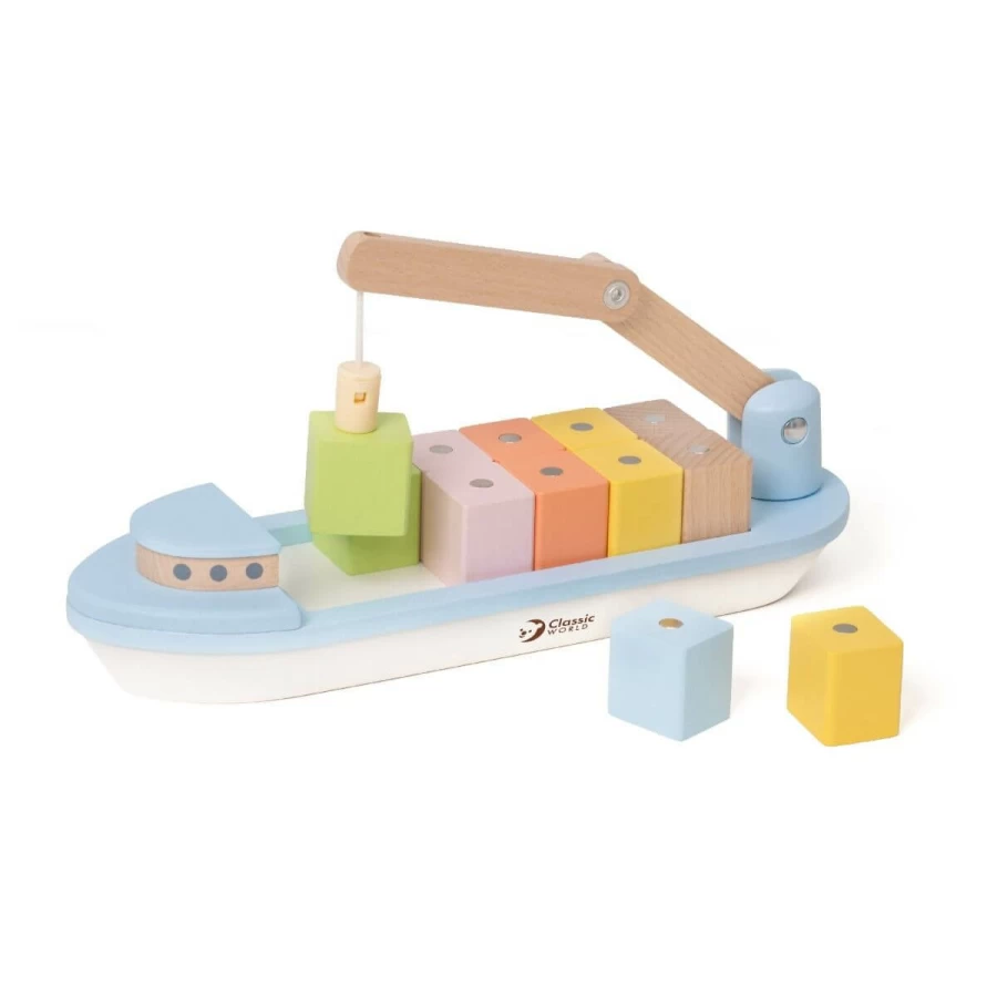 Clearance Classic World Kids Wooden Block Boat