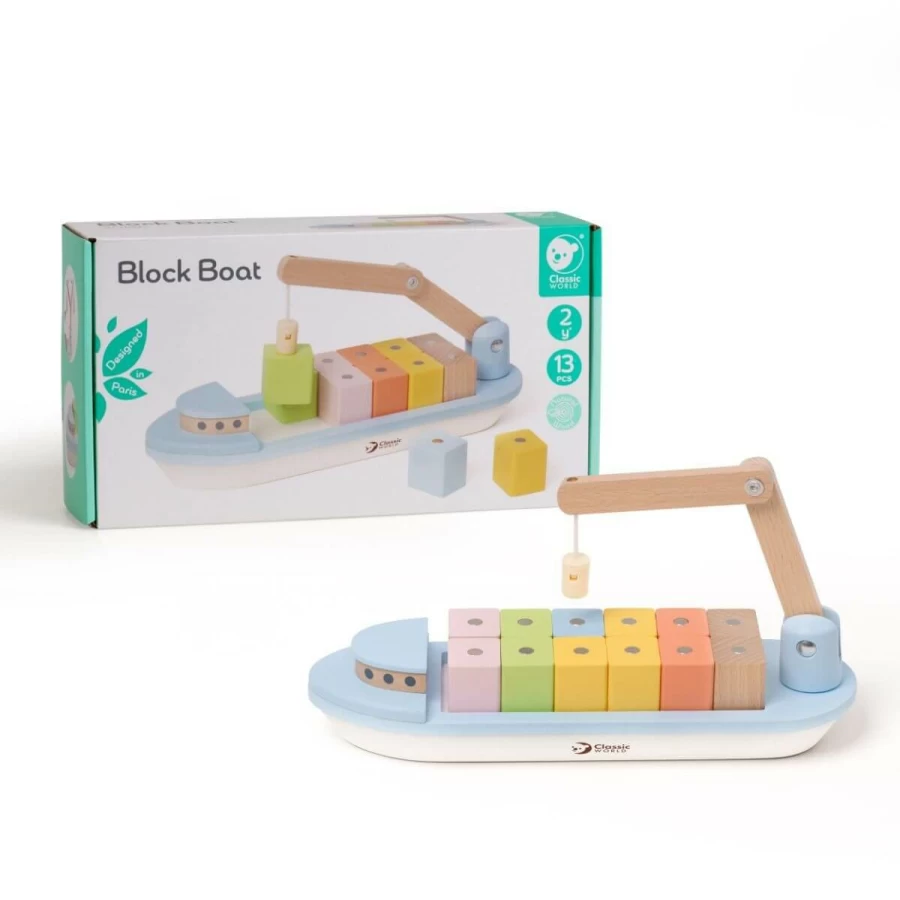 Clearance Classic World Kids Wooden Block Boat