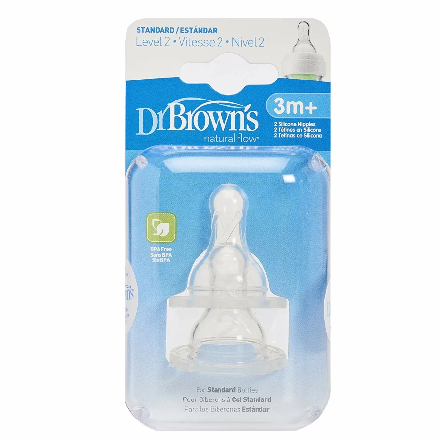 Hot Dr Browns Narrow Neck Level 2 Teats 2Pk (3Mths+)