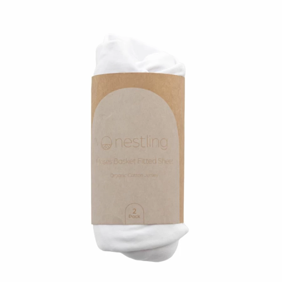 Clearance Nestling Moses Basket Jersey Fitted Sheet 2Pk