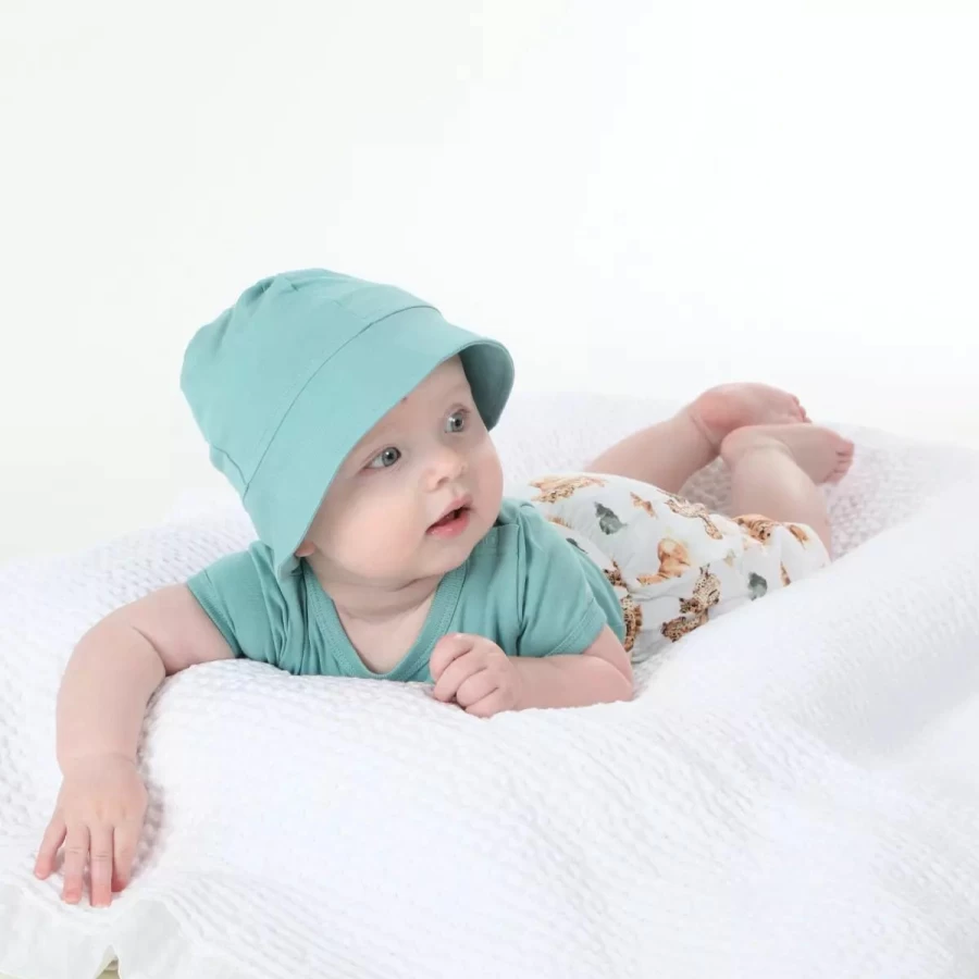 Hot Little Bee Cotton Sunhat Tropical Paradise Green