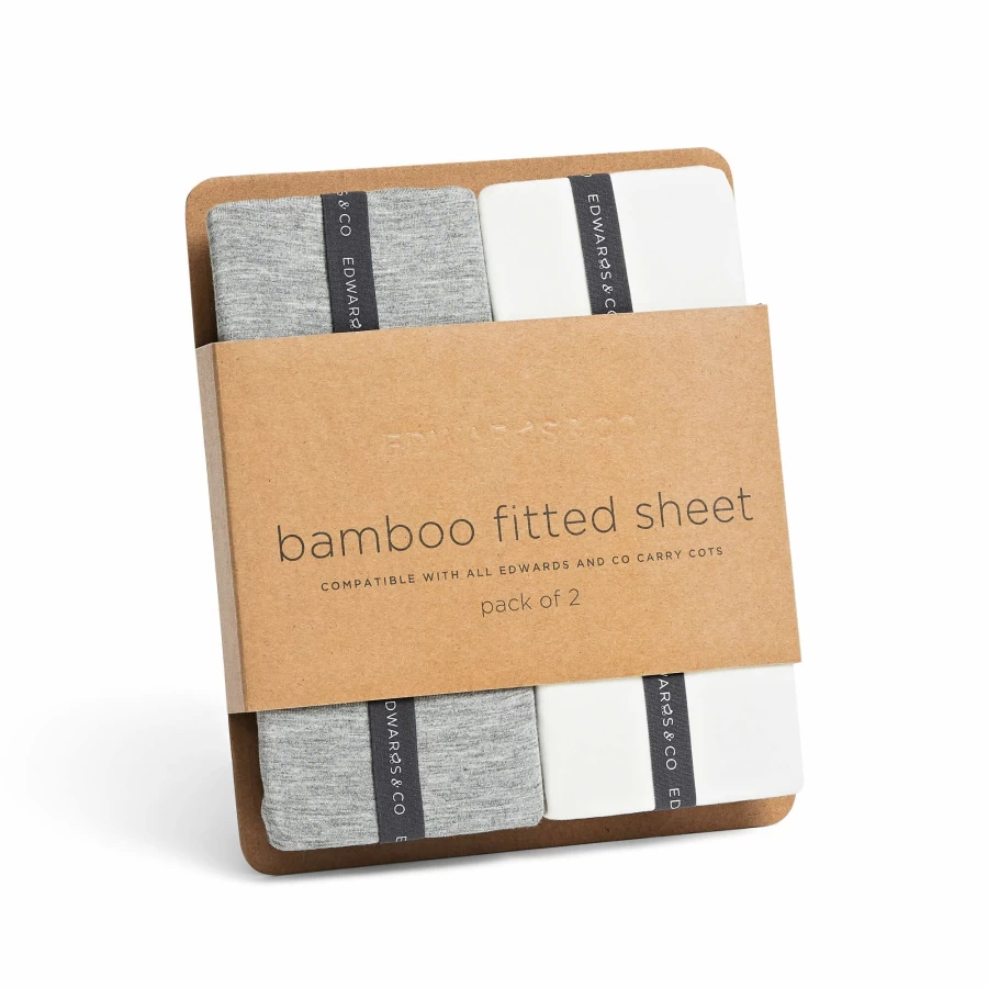 New Edwards & Co Bamboo Carry Cot Fitted Sheets 2Pc