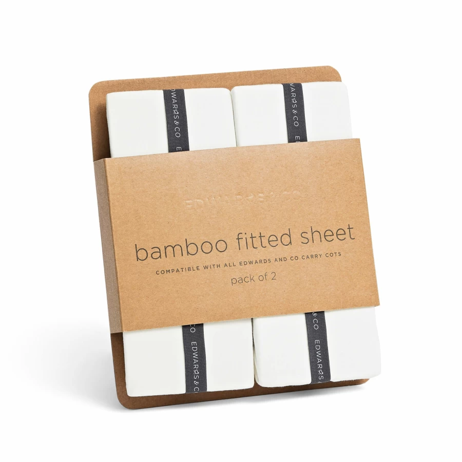 New Edwards & Co Bamboo Carry Cot Fitted Sheets 2Pc
